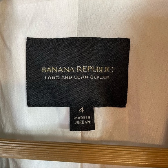 Banana Republic Long and Lean Single Button Black White Striped Blazer Size 4 - Picture 9 of 13